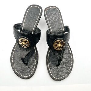 Tory Burch Black Leather Miller Logo Thong Sandals – Size 6M